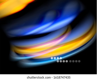 Seda líneas suaves sobre ondas de color líquido y negro. Ilustración vectorial para papel tapiz, cartel, fondo, tarjeta, libro, ilustración, página de inicio, portada, cartel, cartel, pancarta, volante, diseño
