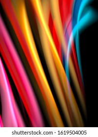 Silk smooth lines on black, liquid fluid color waves. Vector Illustration For Wallpaper, Banner, Background, Card, Book, Illustration, landing page, cover, placard, poster, banner, flyer, design