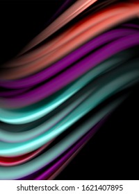 Seda líneas suaves sobre ondas de color líquido y negro. Ilustración vectorial para papel tapiz, cartel, fondo, tarjeta, libro, ilustración, página de inicio, portada, cartel, cartel, pancarta, volante, diseño