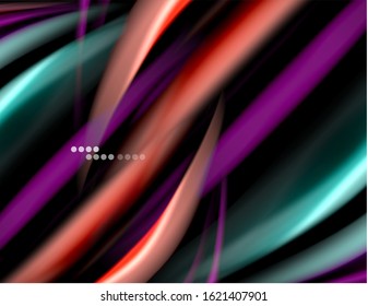 Seda líneas suaves sobre ondas de color líquido y negro. Ilustración vectorial para papel tapiz, cartel, fondo, tarjeta, libro, ilustración, página de inicio, portada, cartel, cartel, pancarta, volante, diseño