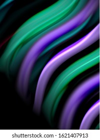 Silk smooth lines on black, liquid fluid color waves. Vector Illustration For Wallpaper, Banner, Background, Card, Book, Illustration, landing page, cover, placard, poster, banner, flyer, design