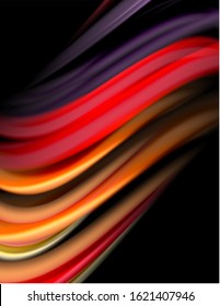 Seda líneas suaves sobre ondas de color líquido y negro. Ilustración vectorial para papel tapiz, cartel, fondo, tarjeta, libro, ilustración, página de inicio, portada, cartel, cartel, pancarta, volante, diseño