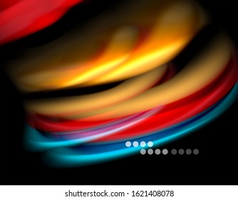 Seda líneas suaves sobre ondas de color líquido y negro. Ilustración vectorial para papel tapiz, cartel, fondo, tarjeta, libro, ilustración, página de inicio, portada, cartel, cartel, pancarta, volante, diseño
