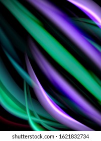 Silk smooth lines on black, liquid fluid color waves. Vector Illustration For Wallpaper, Banner, Background, Card, Book, Illustration, landing page, cover, placard, poster, banner, flyer, design