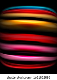 Silk smooth lines on black, liquid fluid color waves. Vector Illustration For Wallpaper, Banner, Background, Card, Book, Illustration, landing page, cover, placard, poster, banner, flyer, design