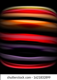 Silk smooth lines on black, liquid fluid color waves. Vector Illustration For Wallpaper, Banner, Background, Card, Book, Illustration, landing page, cover, placard, poster, banner, flyer, design