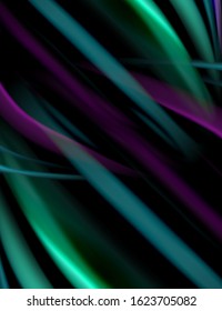 Silk smooth lines on black, liquid fluid color waves. Vector Illustration For Wallpaper, Banner, Background, Card, Book, Illustration, landing page, cover, placard, poster, banner, flyer, design