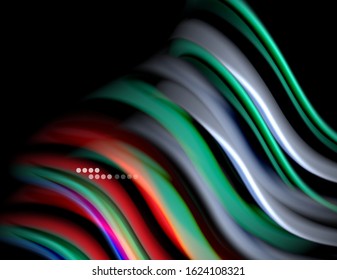 Seda líneas suaves sobre ondas de color líquido y negro. Ilustración vectorial para papel tapiz, cartel, fondo, tarjeta, libro, ilustración, página de inicio, portada, cartel, cartel, pancarta, volante, diseño