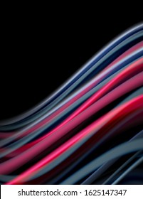 Silk smooth lines on black, liquid fluid color waves. Vector Illustration For Wallpaper, Banner, Background, Card, Book, Illustration, landing page, cover, placard, poster, banner, flyer, design