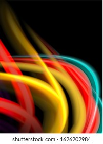 Seda líneas suaves sobre ondas de color líquido y negro. Ilustración Vectorial Para Papel De Fondo De Pantalla, Banner, Fondo, Tarjeta, Libro, Ilustración 