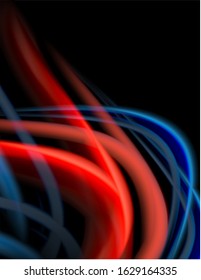 Silk smooth lines on black, liquid fluid color waves. Vector Illustration For Wallpaper, Banner, Background, Card, Book, Illustration, landing page, cover, placard, poster, banner, flyer, design