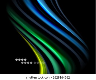 Seda líneas suaves sobre ondas de color líquido y negro. Ilustración vectorial para papel tapiz, cartel, fondo, tarjeta, libro, ilustración, página de inicio, portada, cartel, cartel, pancarta, volante, diseño