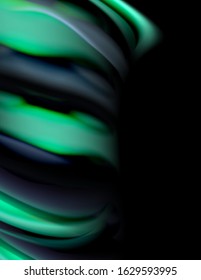 Seide glatte Linien auf schwarzen, flüssig fließenden Farbwellen. Vektorgrafik für Bildschirmhintergründe, Banner, Hintergrund, Karte, Buch, Illustration, Landungsseite, Abdeckung, Plakat, Plakat, Banner, Flyer, Design