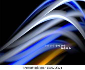 Seda líneas suaves sobre ondas de color líquido y negro. Ilustración vectorial para papel tapiz, cartel, fondo, tarjeta, libro, ilustración, página de inicio, portada, cartel, cartel, pancarta, volante, diseño