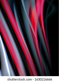 Silk smooth lines on black, liquid fluid color waves. Vector Illustration For Wallpaper, Banner, Background, Card, Book, Illustration, landing page, cover, placard, poster, banner, flyer, design