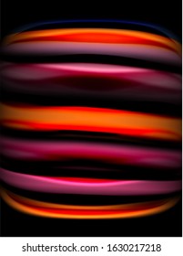 Silk smooth lines on black, liquid fluid color waves. Vector Illustration For Wallpaper, Banner, Background, Card, Book, Illustration, landing page, cover, placard, poster, banner, flyer, design