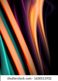 Silk smooth lines on black, liquid fluid color waves. Vector Illustration For Wallpaper, Banner, Background, Card, Book, Illustration, landing page, cover, placard, poster, banner, flyer, design