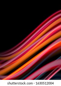 Silk smooth lines on black, liquid fluid color waves. Vector Illustration For Wallpaper, Banner, Background, Card, Book, Illustration, landing page, cover, placard, poster, banner, flyer, design