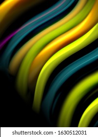 Seda líneas suaves sobre ondas de color líquido y negro. Ilustración vectorial para papel tapiz, cartel, fondo, tarjeta, libro, ilustración, página de inicio, portada, cartel, cartel, pancarta, volante, diseño