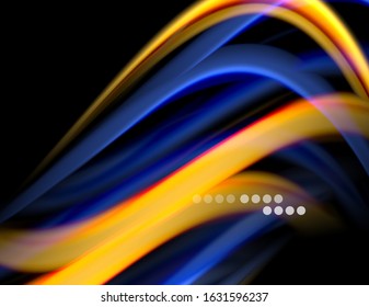 Seda líneas suaves sobre ondas de color líquido y negro. Ilustración vectorial para papel tapiz, cartel, fondo, tarjeta, libro, ilustración, página de inicio, portada, cartel, cartel, pancarta, volante, diseño