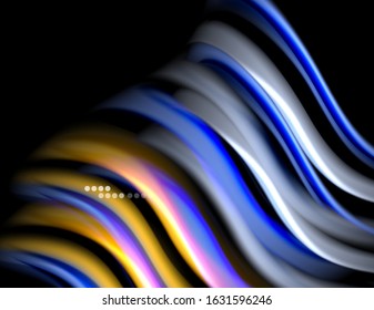 Seda líneas suaves sobre ondas de color líquido y negro. Ilustración vectorial para papel tapiz, cartel, fondo, tarjeta, libro, ilustración, página de inicio, portada, cartel, cartel, pancarta, volante, diseño