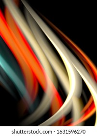 Seda líneas suaves sobre ondas de color líquido y negro. Ilustración vectorial para papel tapiz, cartel, fondo, tarjeta, libro, ilustración, página de inicio, portada, cartel, cartel, pancarta, volante, diseño