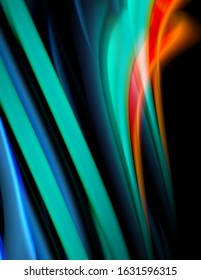 Silk smooth lines on black, liquid fluid color waves. Vector Illustration For Wallpaper, Banner, Background, Card, Book, Illustration, landing page, cover, placard, poster, banner, flyer, design