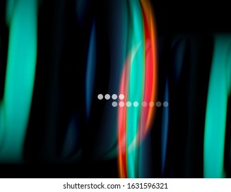 Silk smooth lines on black, liquid fluid color waves. Vector Illustration For Wallpaper, Banner, Background, Card, Book, Illustration, landing page, cover, placard, poster, banner, flyer, design
