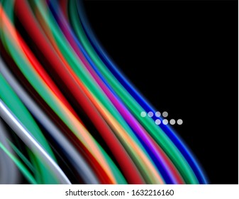Seda líneas suaves sobre ondas de color líquido y negro. Ilustración vectorial para papel tapiz, cartel, fondo, tarjeta, libro, ilustración, página de inicio, portada, cartel, cartel, pancarta, volante, diseño