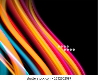 Seda líneas suaves sobre ondas de color líquido y negro. Ilustración vectorial para papel tapiz, cartel, fondo, tarjeta, libro, ilustración, página de inicio, portada, cartel, cartel, pancarta, volante, diseño