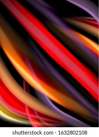Silk smooth lines on black, liquid fluid color waves. Vector Illustration For Wallpaper, Banner, Background, Card, Book, Illustration, landing page, cover, placard, poster, banner, flyer, design