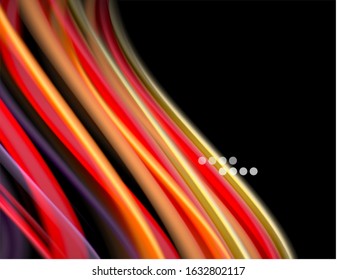 Seda líneas suaves sobre ondas de color líquido y negro. Ilustración vectorial para papel tapiz, cartel, fondo, tarjeta, libro, ilustración, página de inicio, portada, cartel, cartel, pancarta, volante, diseño