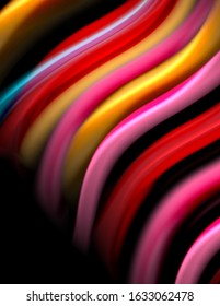 Seda líneas suaves sobre ondas de color líquido y negro. Ilustración vectorial para papel tapiz, cartel, fondo, tarjeta, libro, ilustración, página de inicio, portada, cartel, cartel, pancarta, volante, diseño