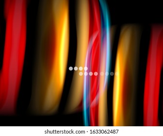 Silk smooth lines on black, liquid fluid color waves. Vector Illustration For Wallpaper, Banner, Background, Card, Book, Illustration, landing page, cover, placard, poster, banner, flyer, design