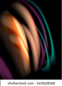 Silk smooth lines on black, liquid fluid color waves. Vector Illustration For Wallpaper, Banner, Background, Card, Book, Illustration, landing page, cover, placard, poster, banner, flyer, design
