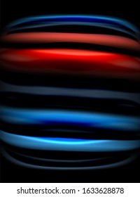 Silk smooth lines on black, liquid fluid color waves. Vector Illustration For Wallpaper, Banner, Background, Card, Book, Illustration, landing page, cover, placard, poster, banner, flyer, design