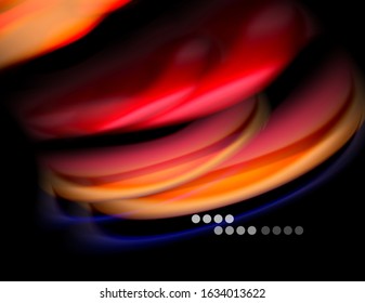Silk smooth lines on black, liquid fluid color waves. Vector Illustration For Wallpaper, Banner, Background, Card, Book, Illustration, landing page, cover, placard, poster, banner, flyer, design