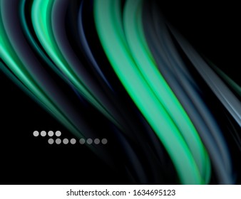 Seda líneas suaves sobre ondas de color líquido y negro. Ilustración vectorial para papel tapiz, cartel, fondo, tarjeta, libro, ilustración, página de inicio, portada, cartel, cartel, pancarta, volante, diseño
