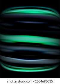 Silk smooth lines on black, liquid fluid color waves. Vector Illustration For Wallpaper, Banner, Background, Card, Book, Illustration, landing page, cover, placard, poster, banner, flyer, design