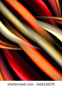 Silk smooth lines on black, liquid fluid color waves. Vector Illustration For Wallpaper, Banner, Background, Card, Book, Illustration, landing page, cover, placard, poster, banner, flyer, design