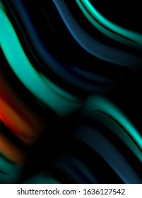 Silk smooth lines on black, liquid fluid color waves. Vector Illustration For Wallpaper, Banner, Background, Card, Book, Illustration, landing page, cover, placard, poster, banner, flyer, design