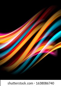 Seda líneas suaves sobre ondas de color líquido y negro. Ilustración vectorial para papel tapiz, cartel, fondo, tarjeta, libro, ilustración, página de inicio, portada, cartel, cartel, pancarta, volante, diseño