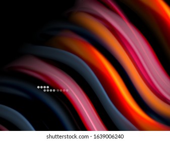 Seda líneas suaves sobre ondas de color líquido y negro. Ilustración vectorial para papel tapiz, cartel, fondo, tarjeta, libro, ilustración, página de inicio, portada, cartel, cartel, pancarta, volante, diseño