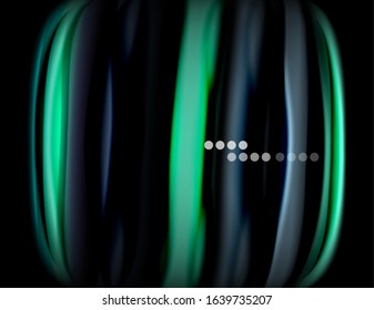 Silk smooth lines on black, liquid fluid color waves. Vector Illustration For Wallpaper, Banner, Background, Card, Book, Illustration, landing page, cover, placard, poster, banner, flyer, design