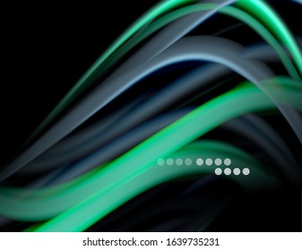 Seda líneas suaves sobre ondas de color líquido y negro. Ilustración vectorial para papel tapiz, cartel, fondo, tarjeta, libro, ilustración, página de inicio, portada, cartel, cartel, pancarta, volante, diseño