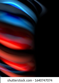 Silk smooth lines on black, liquid fluid color waves. Vector Illustration For Wallpaper, Banner, Background, Card, Book, Illustration, landing page, cover, placard, poster, banner, flyer, design