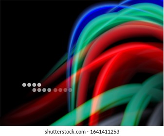 Silk smooth lines on black, liquid fluid color waves. Vector Illustration For Wallpaper, Banner, Background, Card, Book, Illustration, landing page, cover, placard, poster, banner, flyer, design