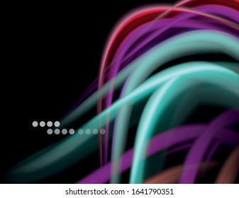 Seda líneas suaves sobre ondas de color líquido y negro. Ilustración vectorial para papel tapiz, cartel, fondo, tarjeta, libro, ilustración, página de inicio, portada, cartel, cartel, pancarta, volante, diseño