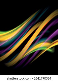 Seda líneas suaves sobre ondas de color líquido y negro. Ilustración vectorial para papel tapiz, cartel, fondo, tarjeta, libro, ilustración, página de inicio, portada, cartel, cartel, pancarta, volante, diseño