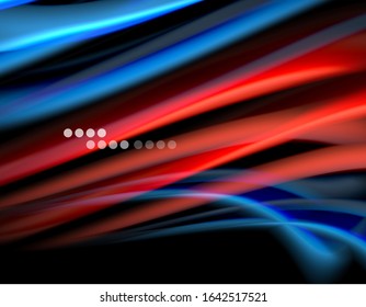 Silk smooth lines on black, liquid fluid color waves. Vector Illustration For Wallpaper, Banner, Background, Card, Book, Illustration, landing page, cover, placard, poster, banner, flyer, design